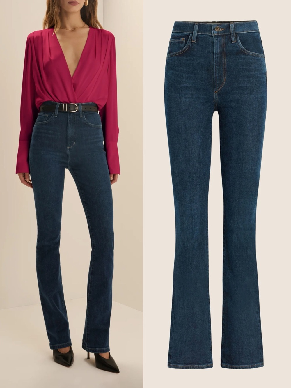 Favorite Daughter • Valentina Super High Rise Mini Boot Jeans in Woodside blue